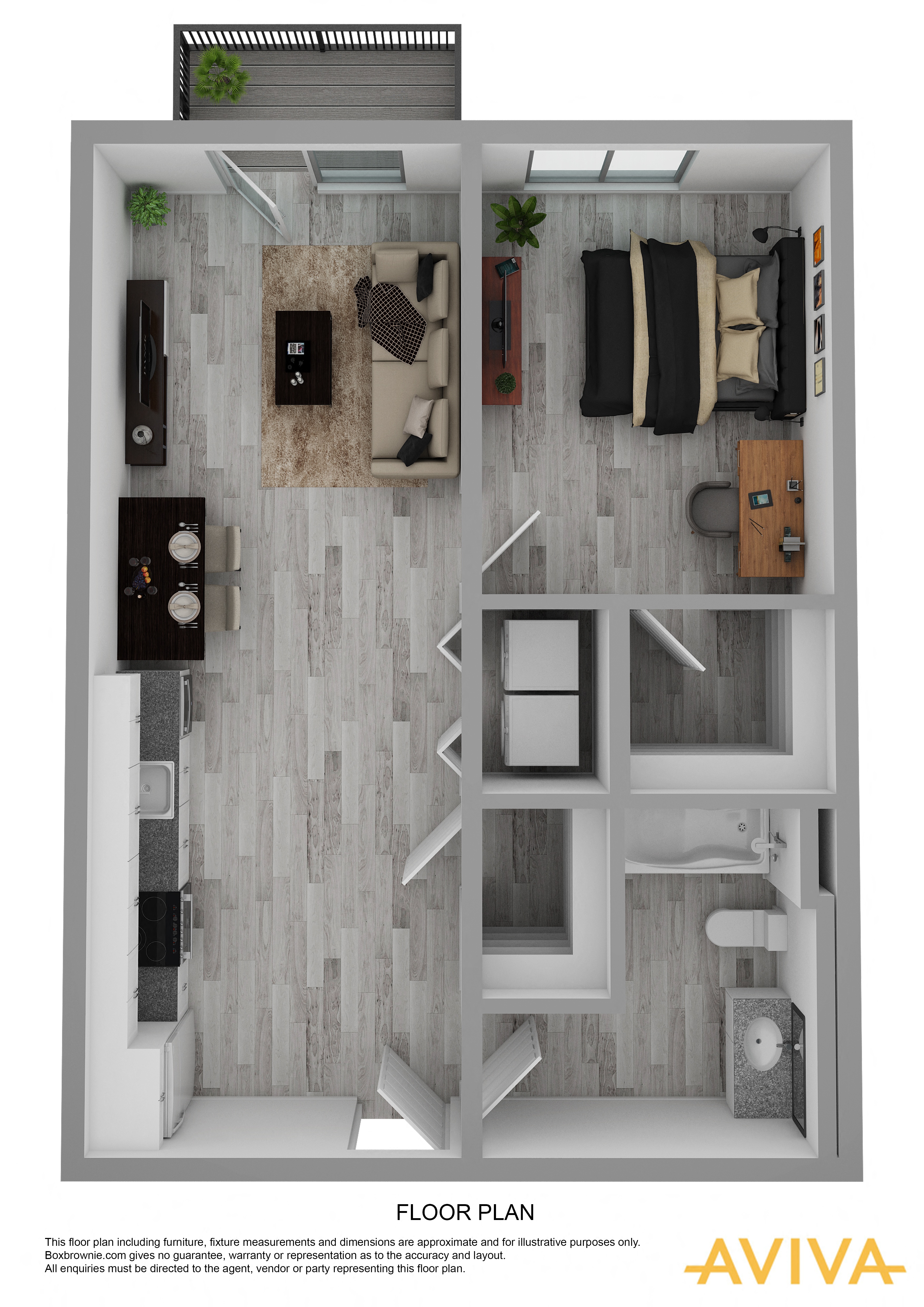 1 bedroom apartment floor plan at AVIVA Apartments